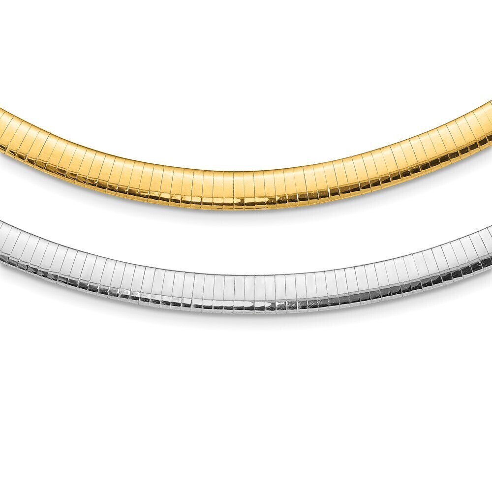 Kazi Luxury 14k Two-tone Lt Reversible 8mm Omega w/extender Necklace